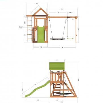 Детский игровой комплекс UNIX Kids (6 in 1) Dark Green - 24